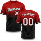 Custom Red White-Black Fade Fashion Performance T-Shirt