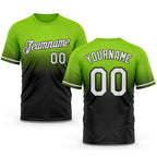 Custom Neon Green White-Black Fade Fashion Performance T-Shirt