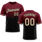 Custom Crimson Cream-Black Fade Fashion Performance T-Shirt