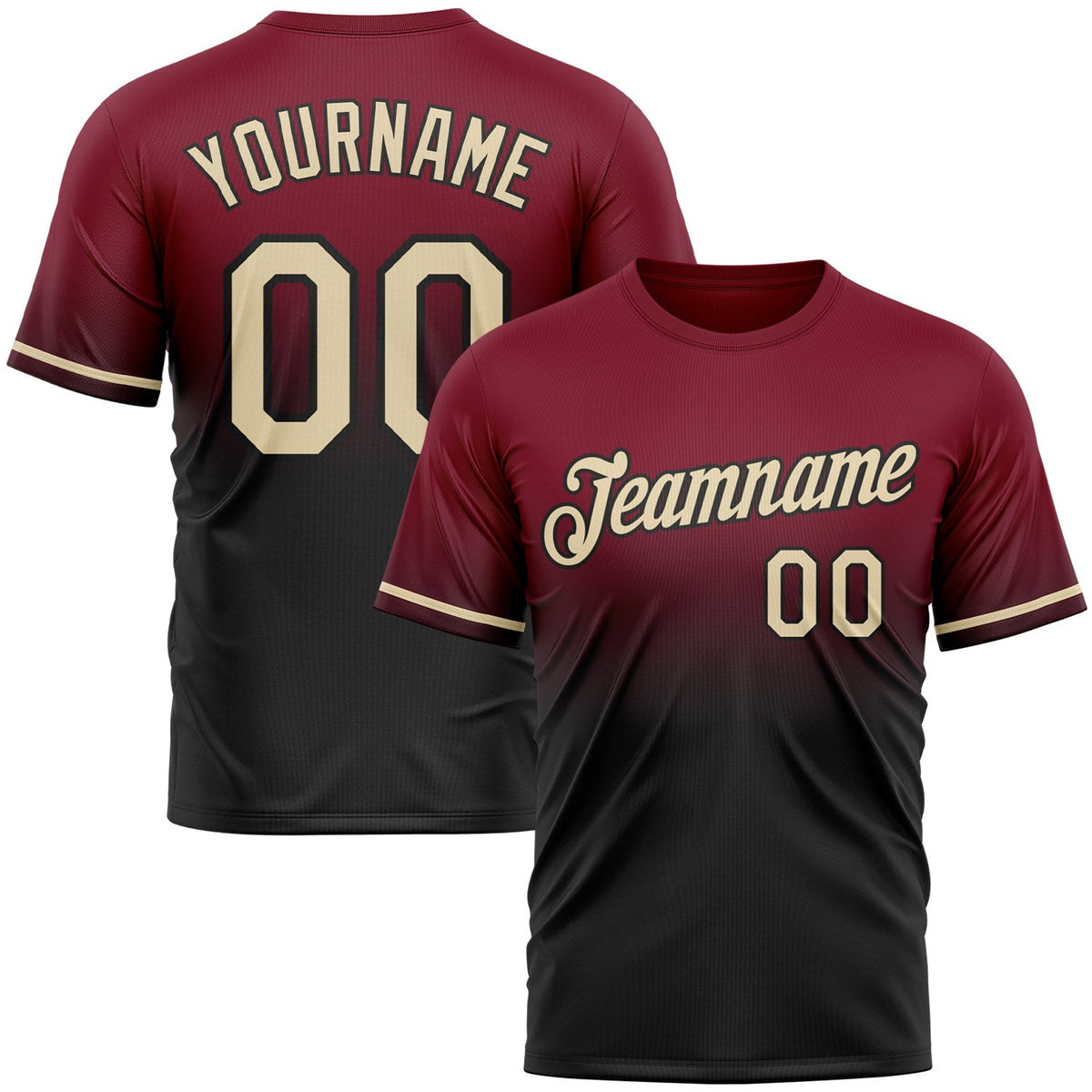Custom Crimson Cream-Black Fade Fashion Performance T-Shirt photo 1