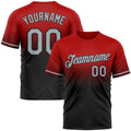 Custom Red Gray-Black Fade Fashion Performance T-Shirt