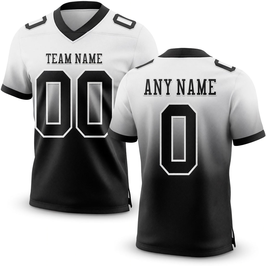 Custom White Black Authentic Fade Fashion Football Jersey