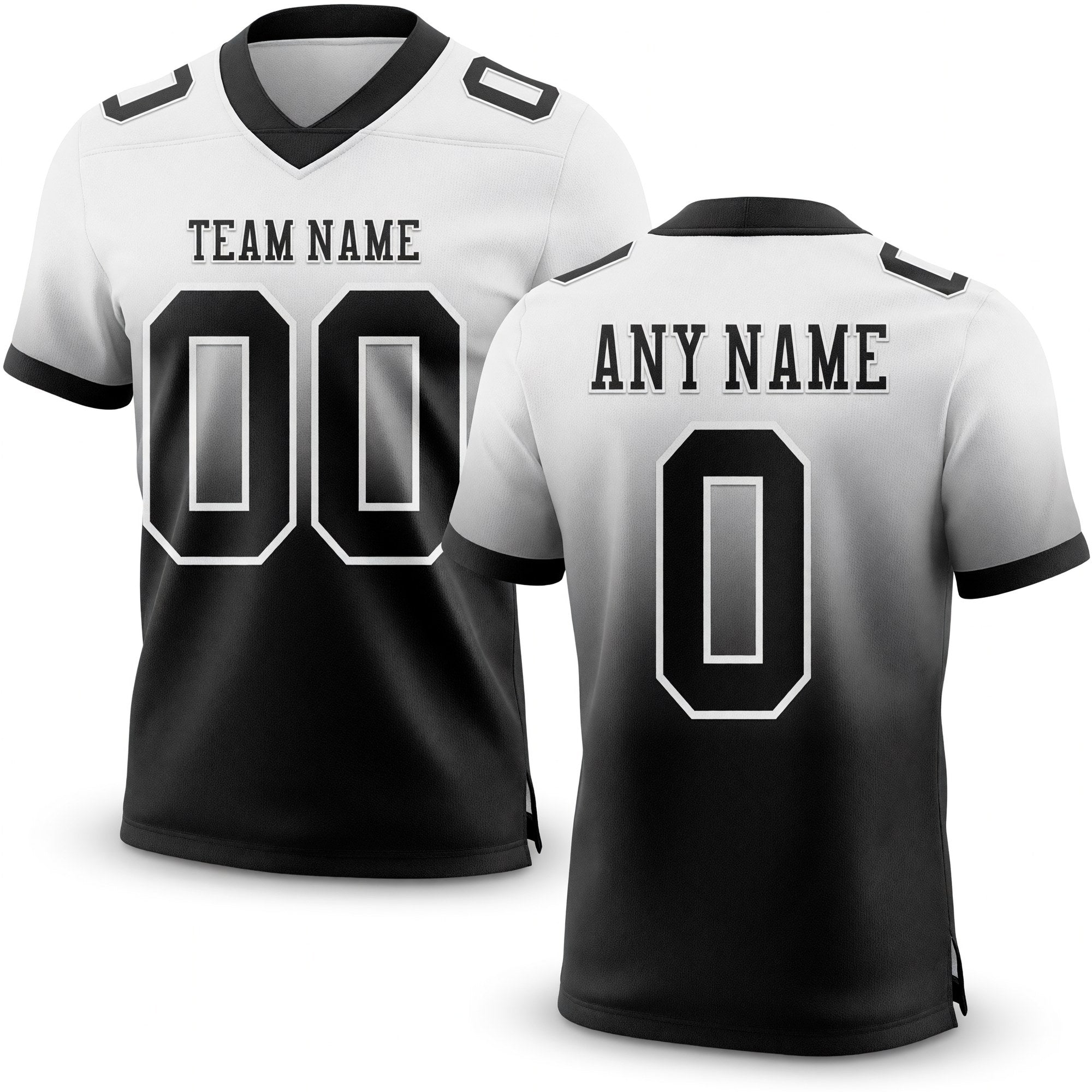 Custom White Black Authentic Fade Fashion Football Jersey