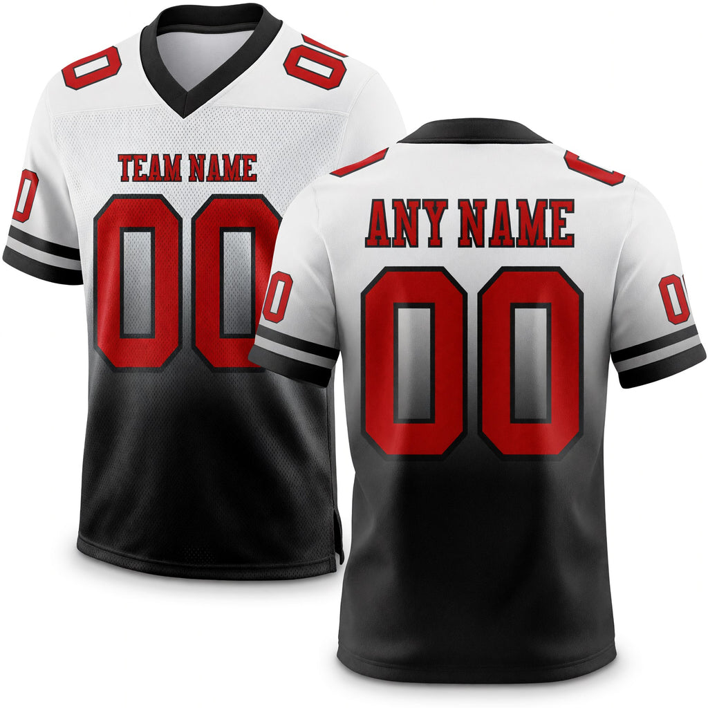 Custom White Red-Black Authentic Fade Fashion Football Jersey