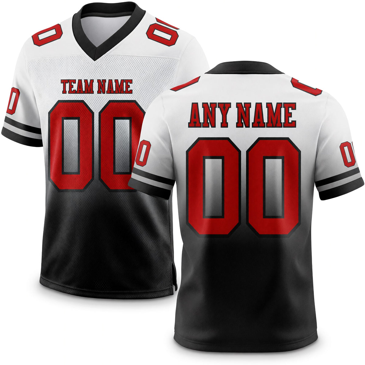 Custom White Red-Black Authentic Fade Fashion Football Jersey
