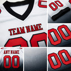 Custom White Red-Black Authentic Fade Fashion Football Jersey detail
