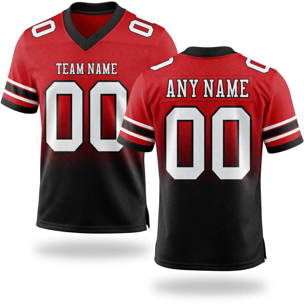 Custom Red White-Black Authentic Fade Fashion Football Jersey