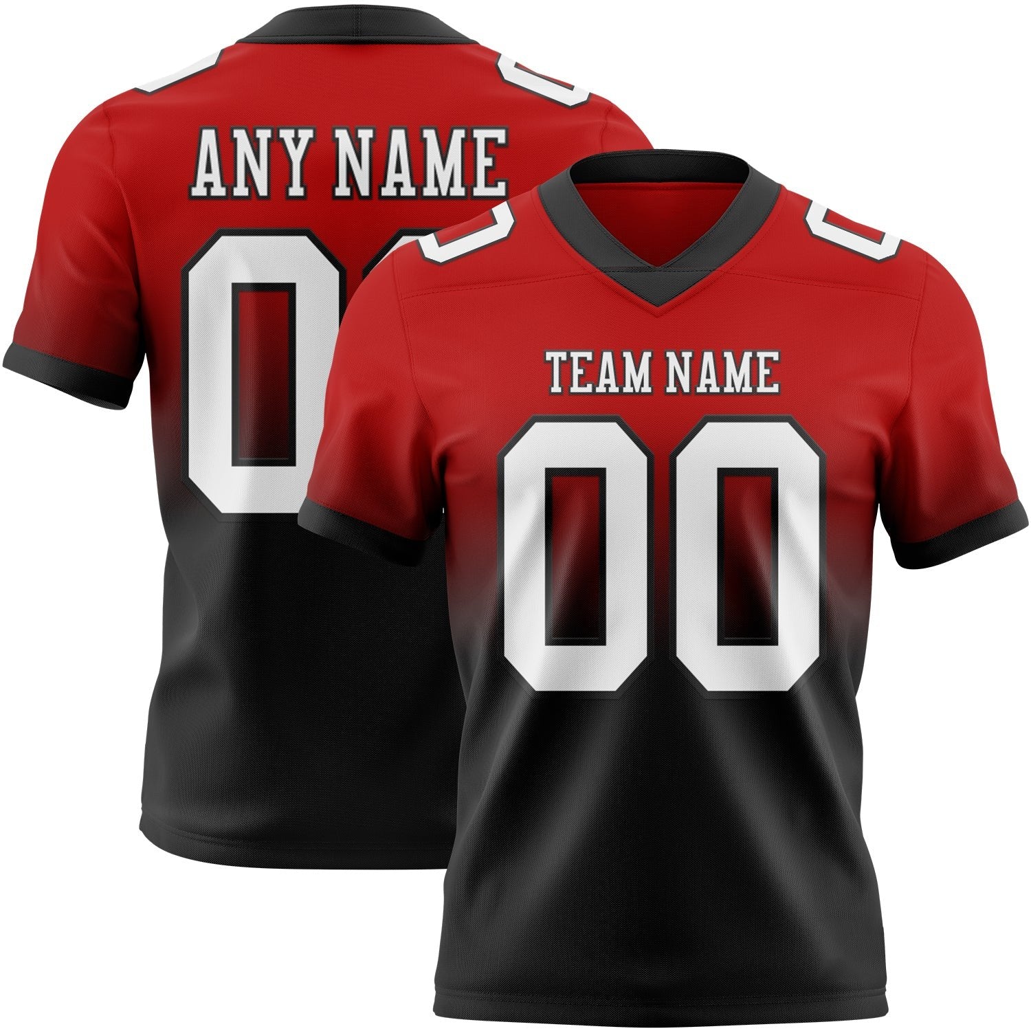 Custom Red White-Black Authentic Fade Fashion Football Jersey photo 1