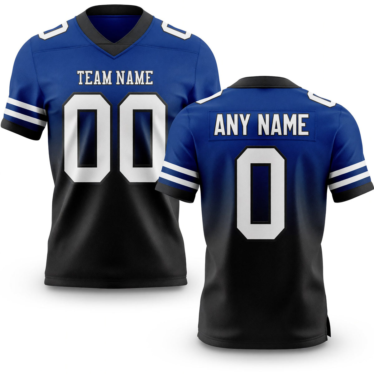 Custom Royal White-Black Authentic Fade Fashion Football Jersey