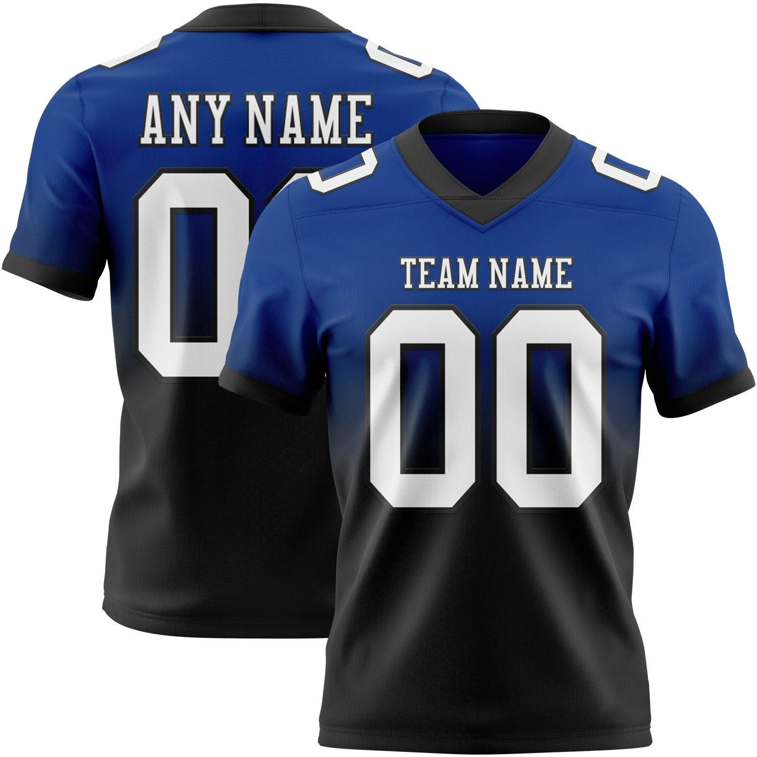 Custom Royal White-Black Authentic Fade Fashion Football Jersey photo 1