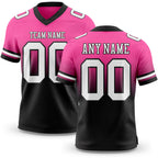 Custom Pink White-Black Authentic Fade Fashion Football Jersey