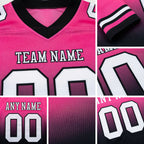 Custom Pink White-Black Authentic Fade Fashion Football Jersey detail