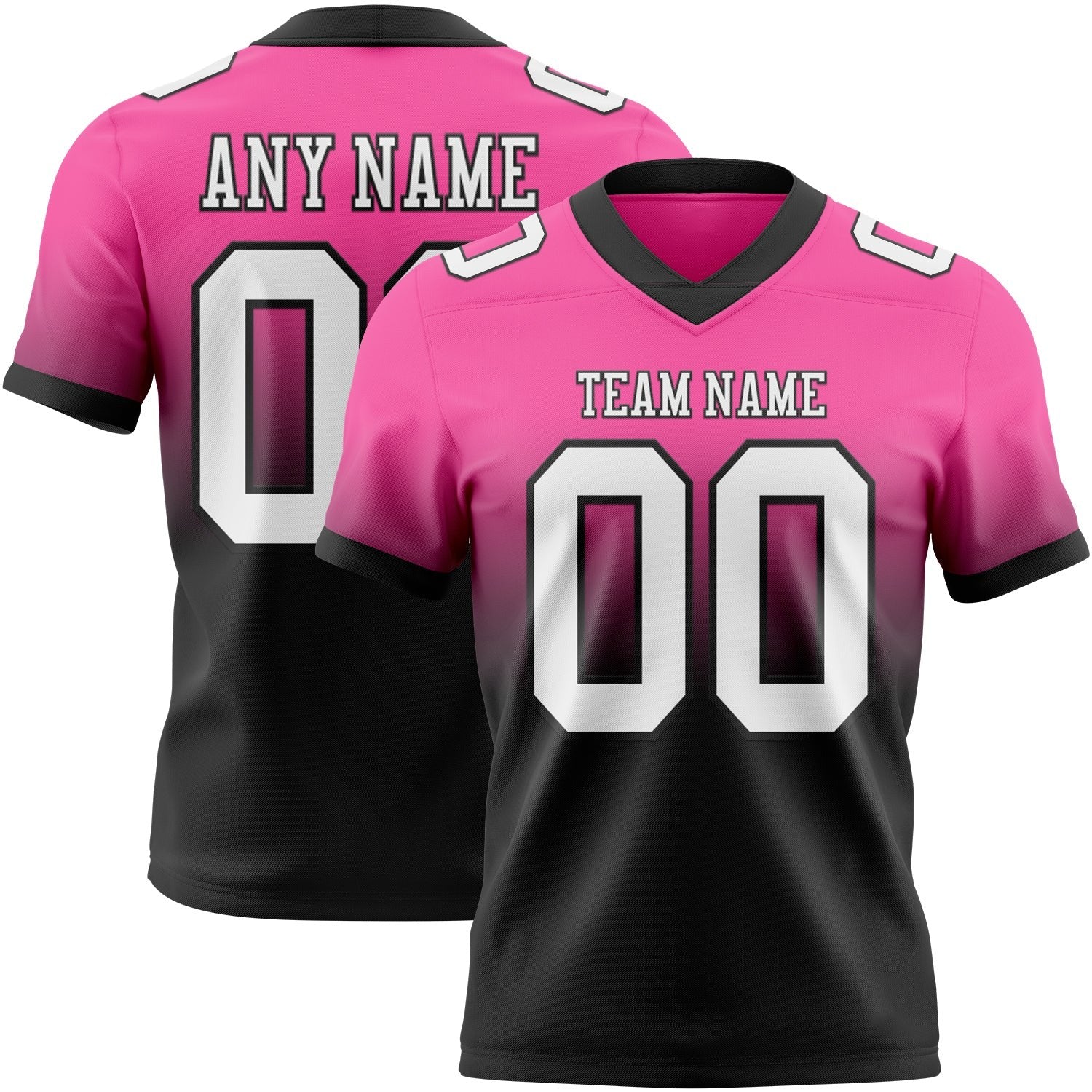 Custom Pink White-Black Authentic Fade Fashion Football Jersey photo 1
