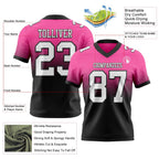 Custom Pink White-Black Authentic Fade Fashion Football Jersey photo 2