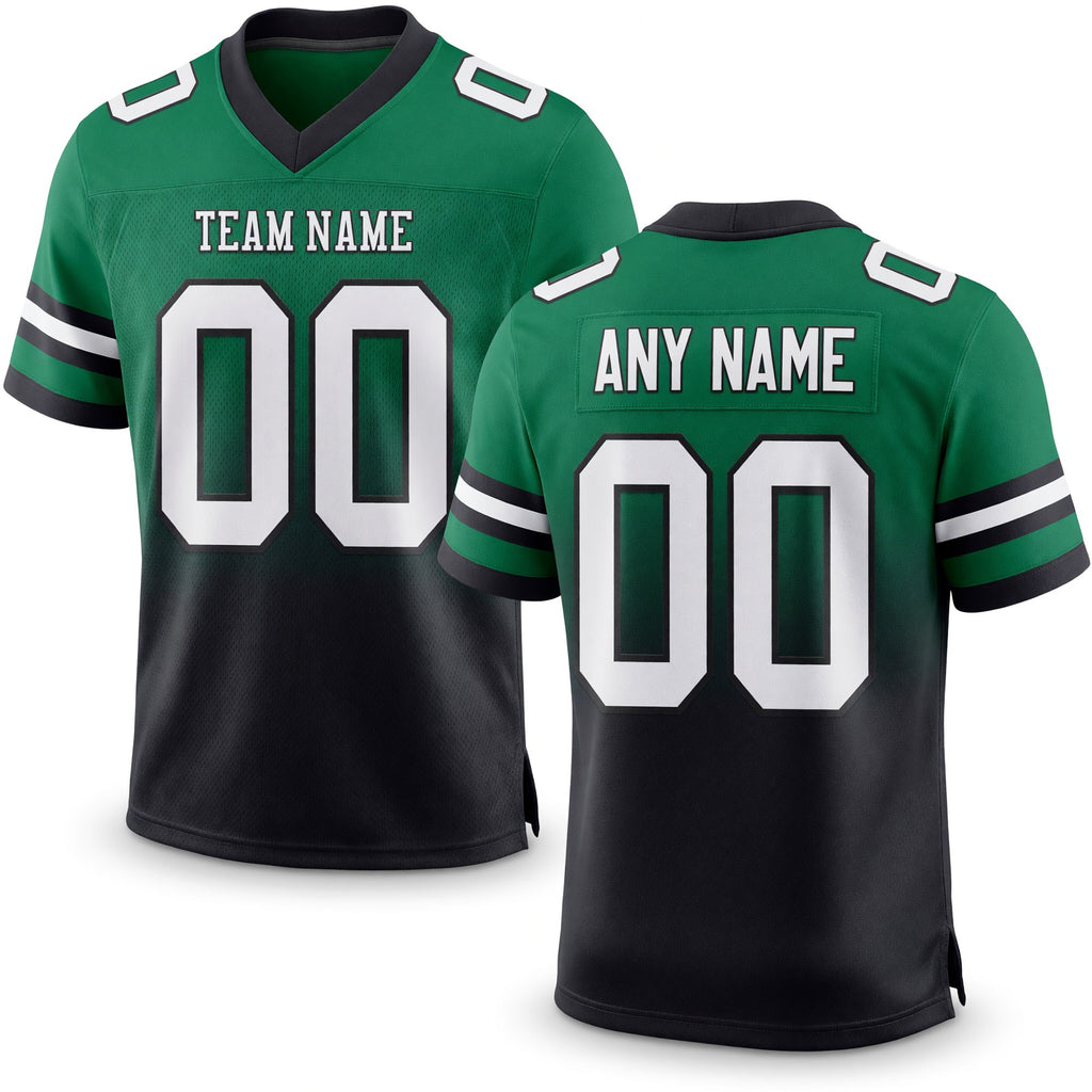 Custom Kelly Green White-Black Authentic Fade Fashion Football Jersey