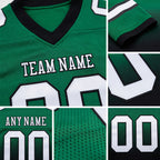 Custom Kelly Green White-Black Authentic Fade Fashion Football Jersey detail