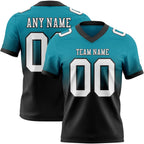 Custom Teal White-Black Authentic Fade Fashion Football Jersey photo 1