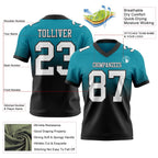 Custom Teal White-Black Authentic Fade Fashion Football Jersey photo 2