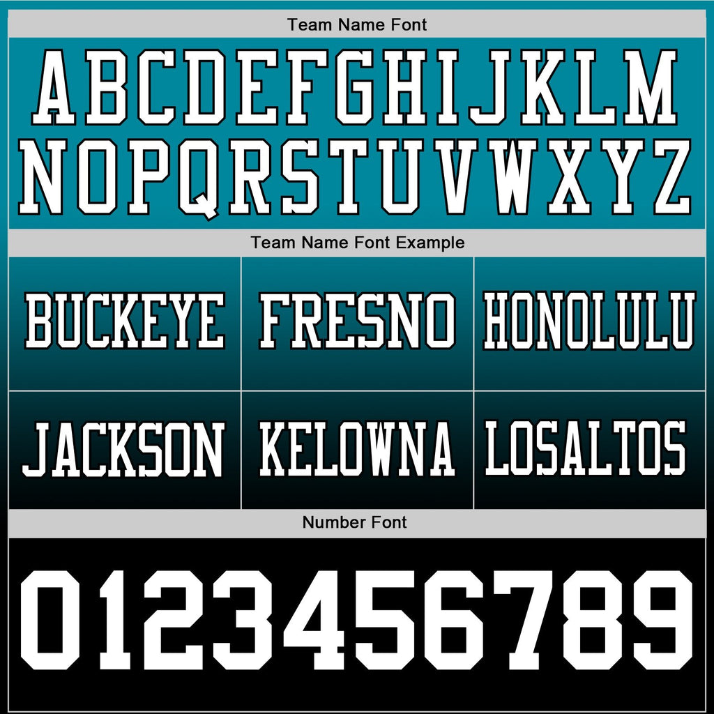 Custom Teal White-Black Authentic Fade Fashion Football Jersey photo 3