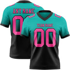 Custom Aqua Pink-Black Authentic Fade Fashion Football Jersey photo 1