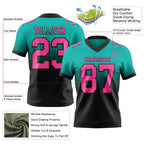 Custom Aqua Pink-Black Authentic Fade Fashion Football Jersey photo 2