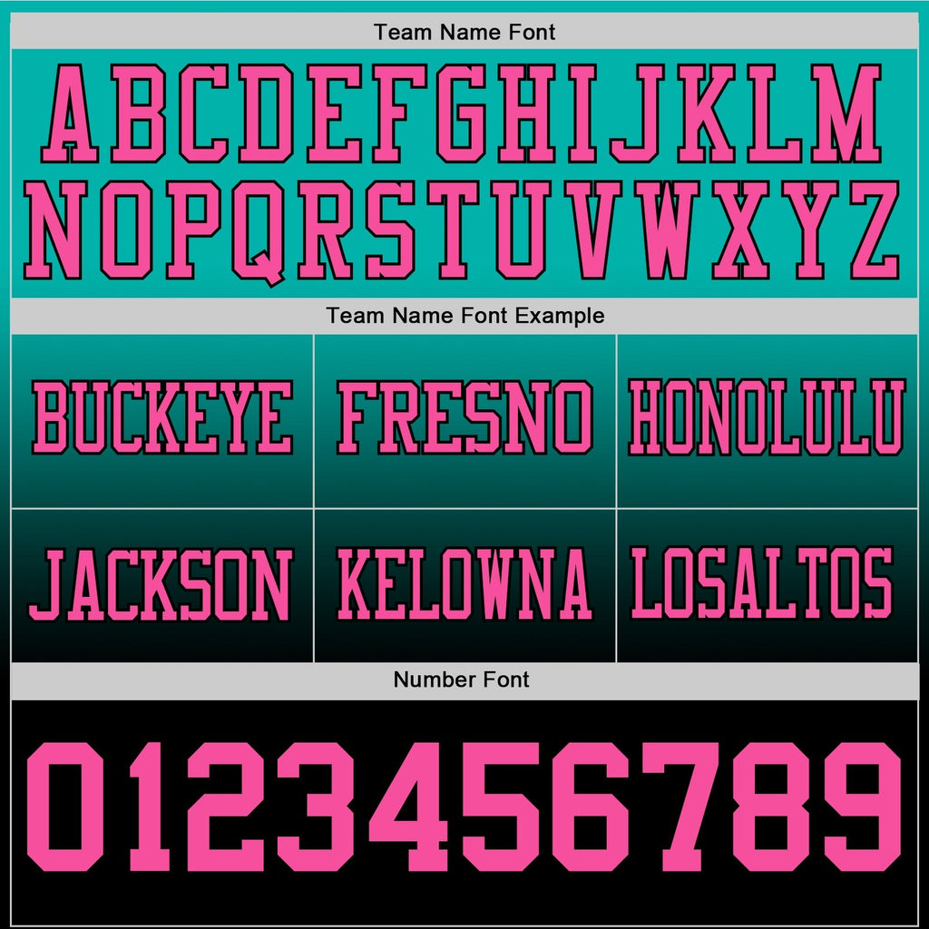 Custom Aqua Pink-Black Authentic Fade Fashion Football Jersey photo 3