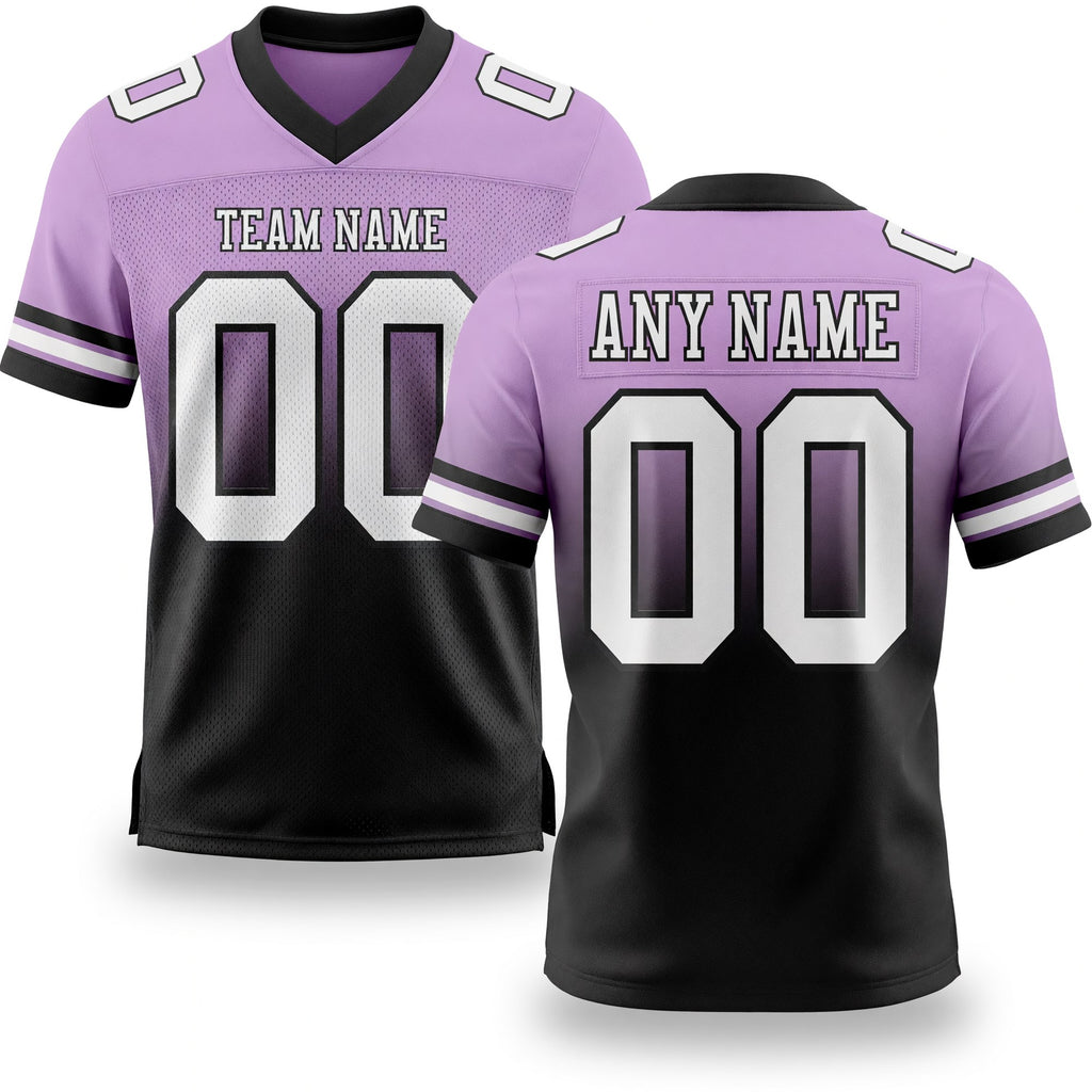 Custom Light Purple White-Black Authentic Fade Fashion Football Jersey