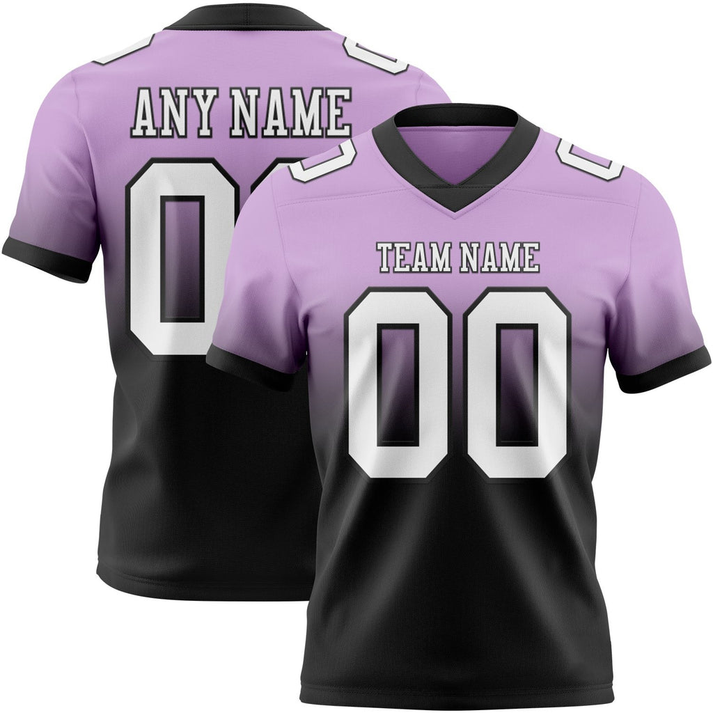 Custom Light Purple White-Black Authentic Fade Fashion Football Jersey photo 1