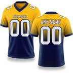 Custom Gold White-Navy Authentic Fade Fashion Football Jersey