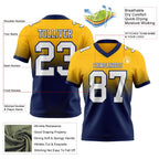 Custom Gold White-Navy Authentic Fade Fashion Football Jersey photo 2