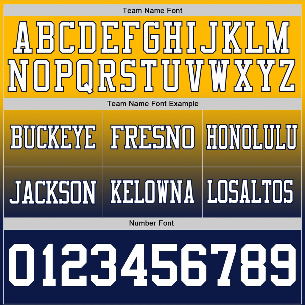Custom Gold White-Navy Authentic Fade Fashion Football Jersey photo 3