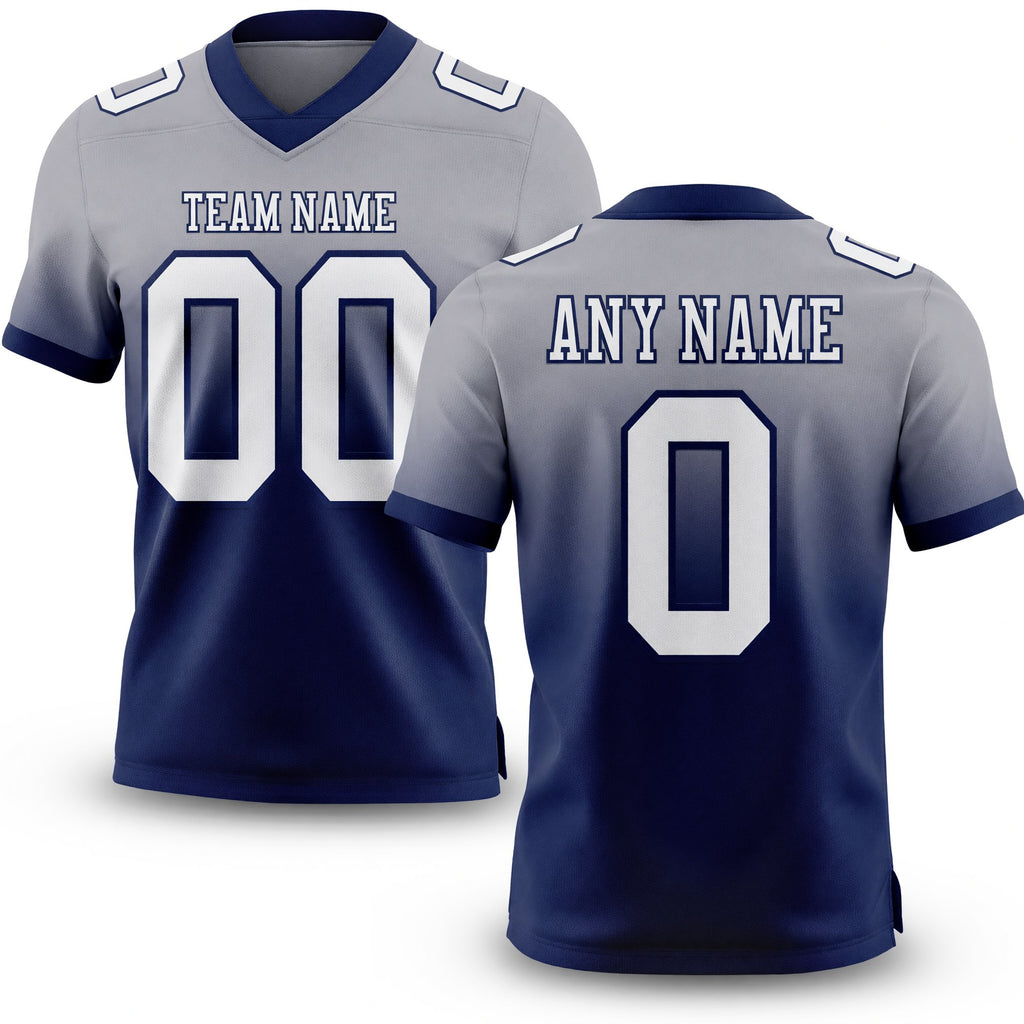 Custom Gray White-Navy Authentic Fade Fashion Football Jersey