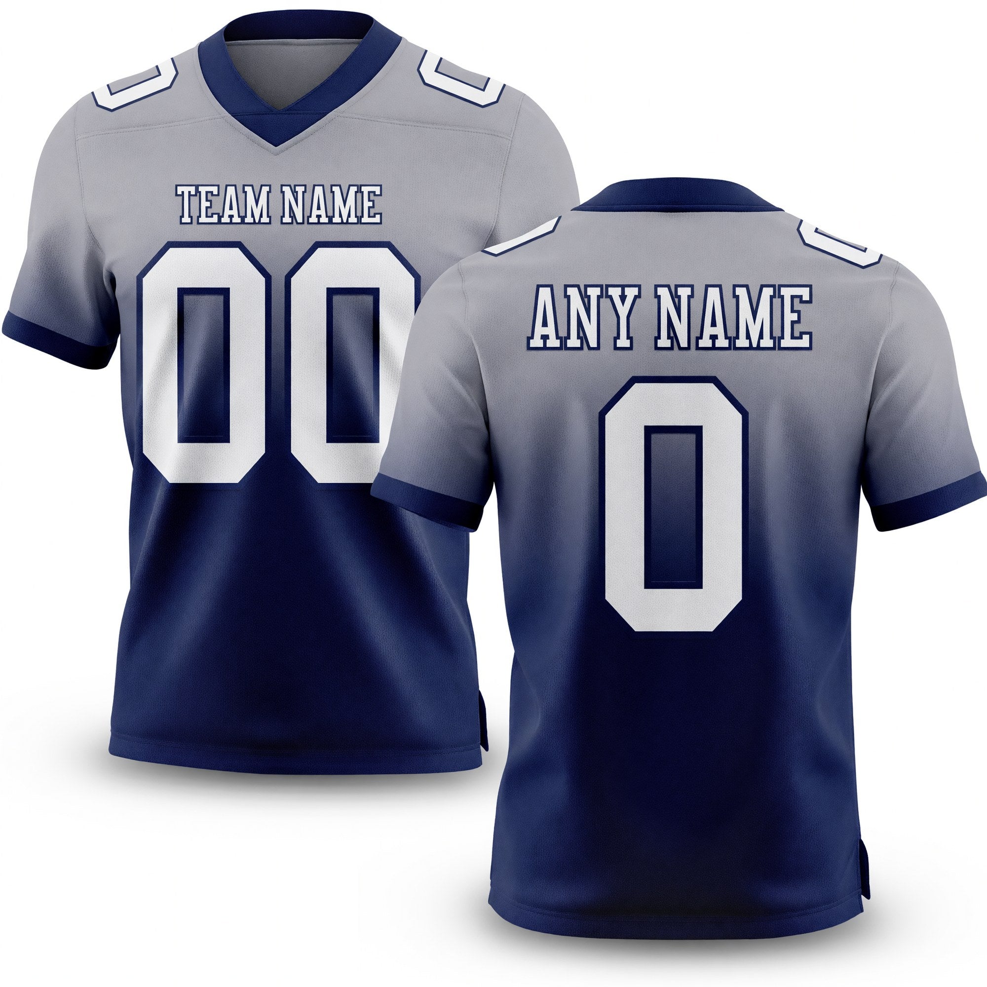 Custom Gray White-Navy Authentic Fade Fashion Football Jersey