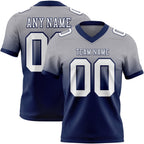 Custom Gray White-Navy Authentic Fade Fashion Football Jersey photo 1