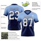 Custom Light Blue White-Navy Authentic Fade Fashion Football Jersey photo 2