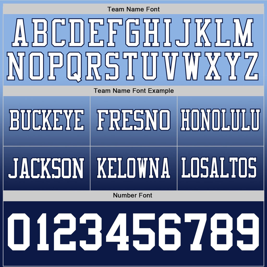 Custom Light Blue White-Navy Authentic Fade Fashion Football Jersey photo 3