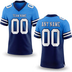 Custom Powder Blue White-Navy Authentic Fade Fashion Football Jersey
