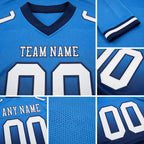 Custom Powder Blue White-Navy Authentic Fade Fashion Football Jersey detail