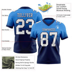 Custom Powder Blue White-Navy Authentic Fade Fashion Football Jersey photo 2