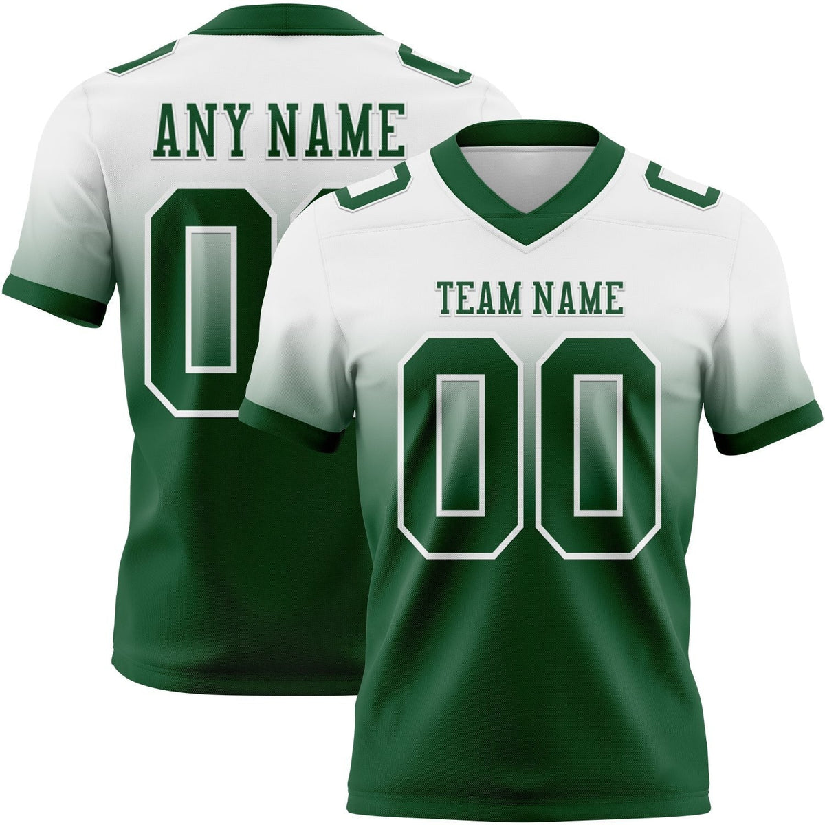 Custom White Green Authentic Fade Fashion Football Jersey