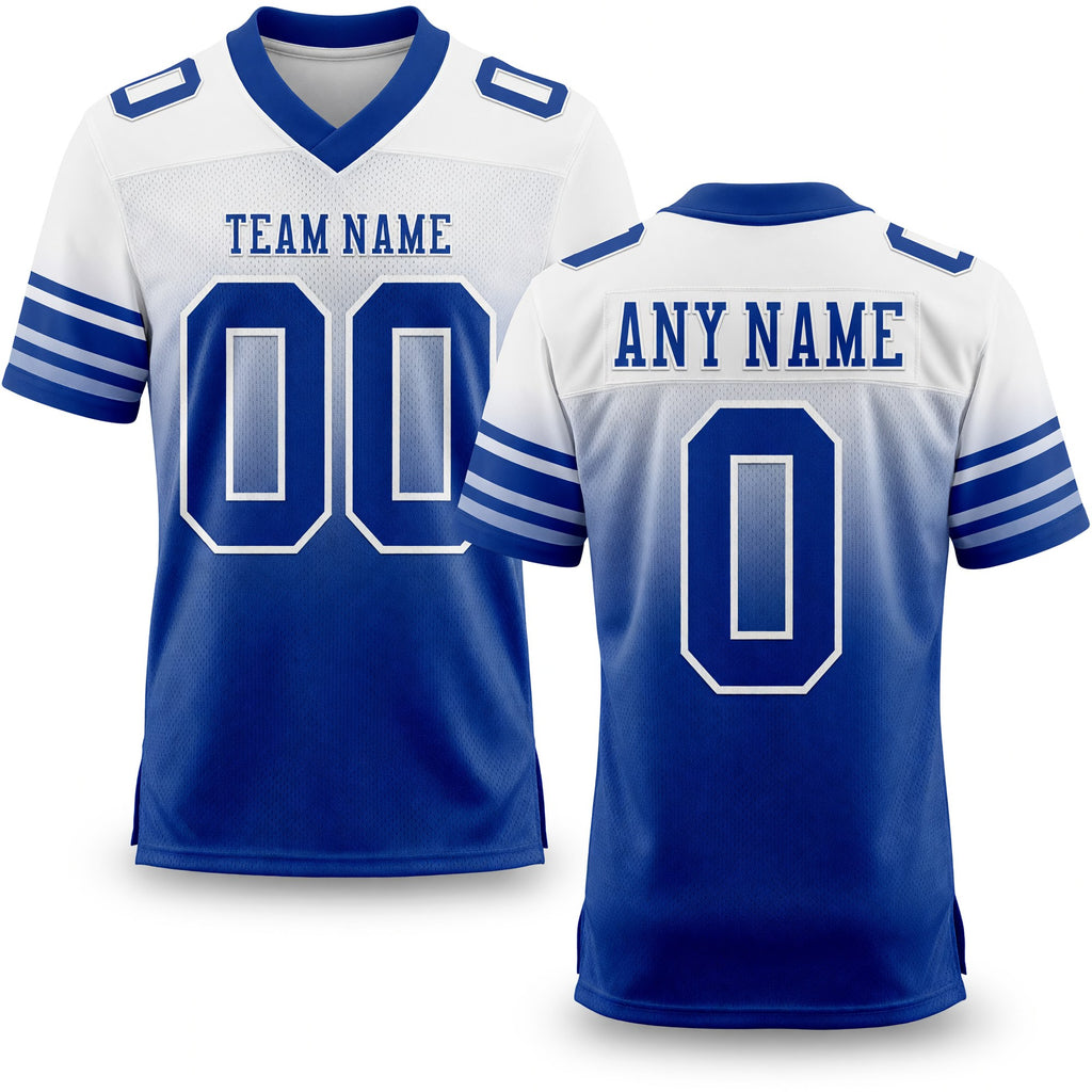 Custom White Royal Authentic Fade Fashion Football Jersey