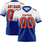 Custom White Orange-Royal Authentic Fade Fashion Football Jersey photo 1