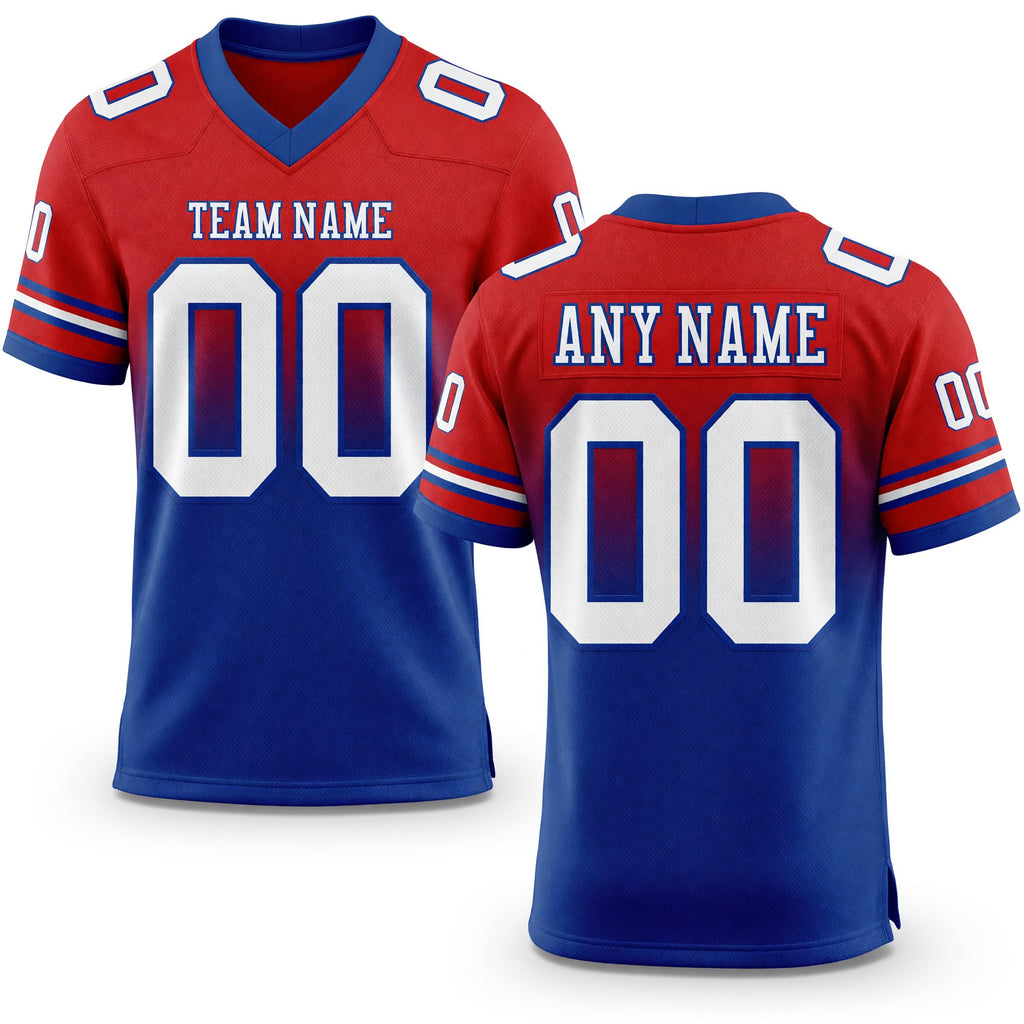 Custom Red White-Royal Authentic Fade Fashion Football Jersey