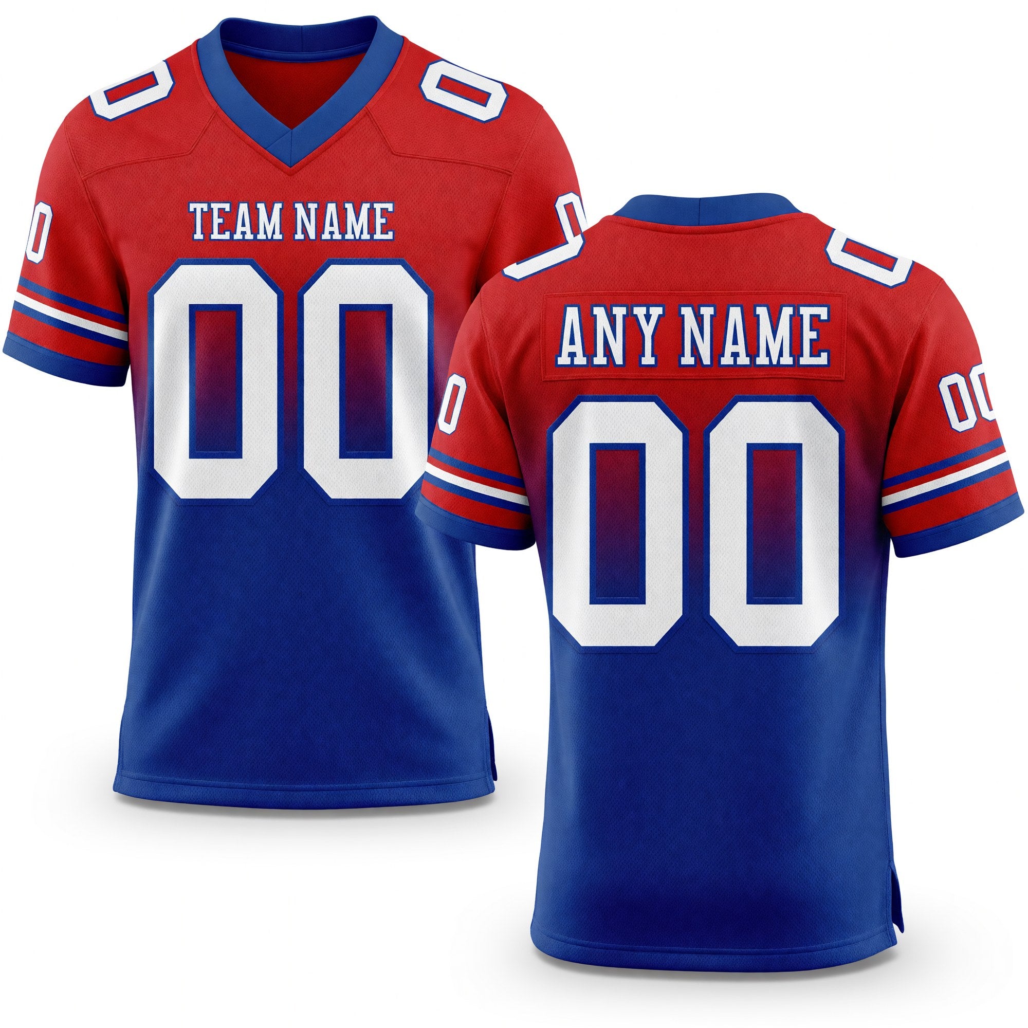 Custom Red White-Royal Authentic Fade Fashion Football Jersey