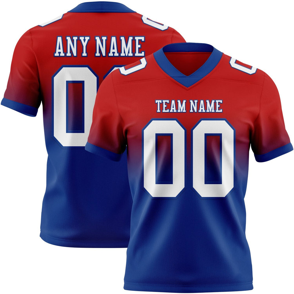 Custom Red White-Royal Authentic Fade Fashion Football Jersey photo 1