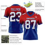 Custom Red White-Royal Authentic Fade Fashion Football Jersey photo 2