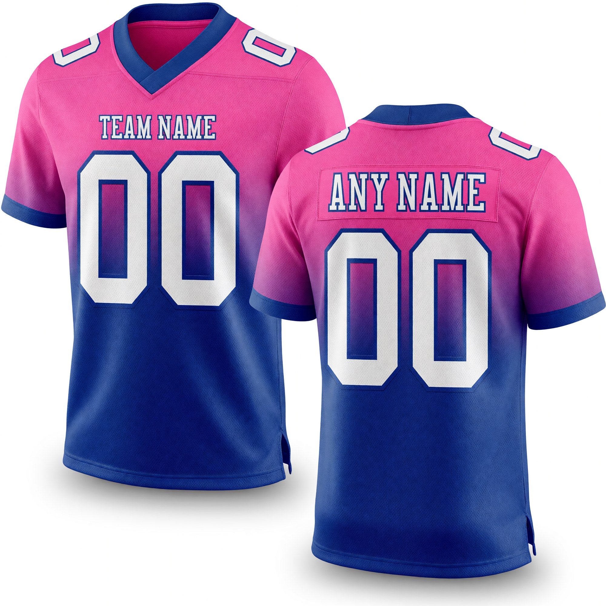 Custom Pink White-Royal Authentic Fade Fashion Football Jersey