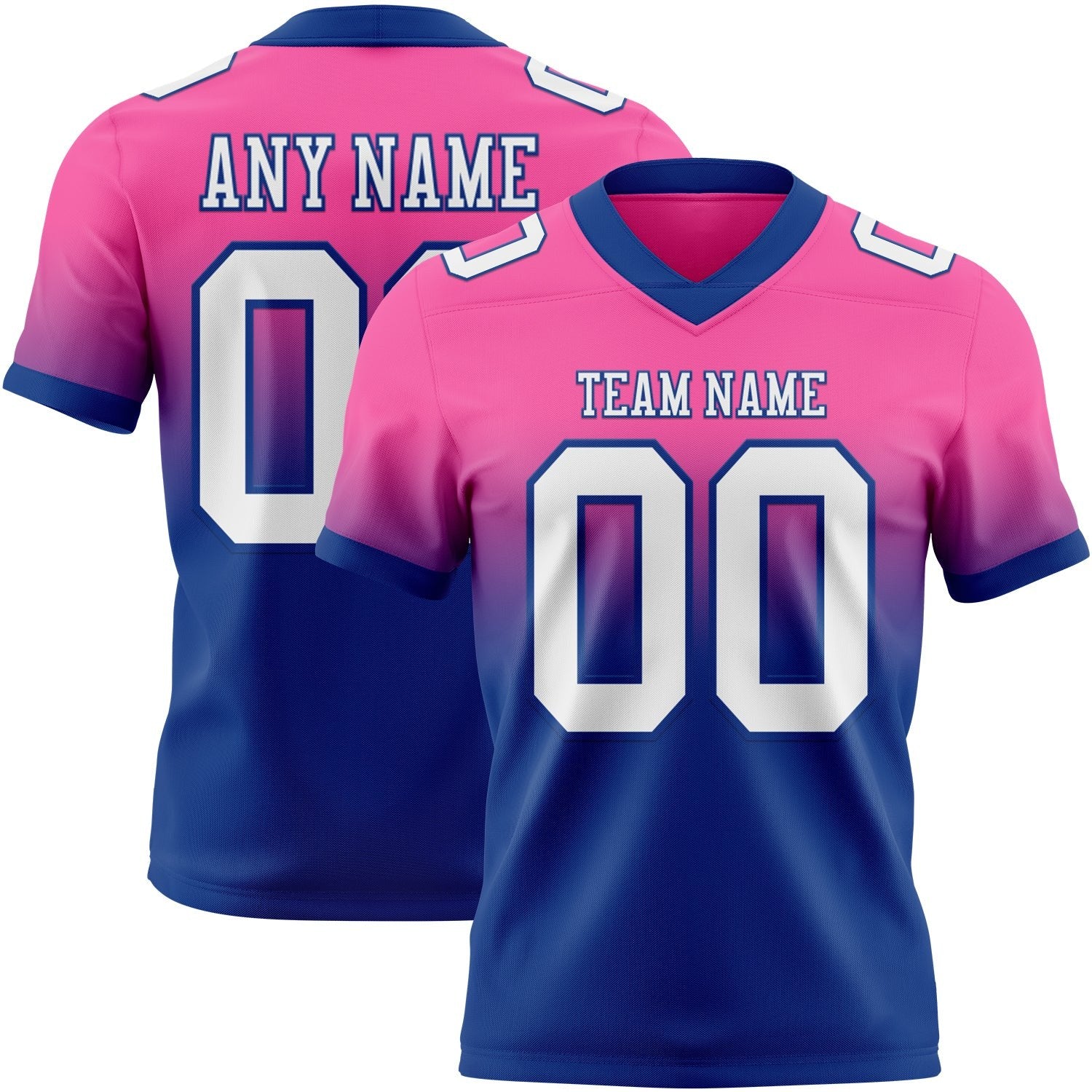 Custom Pink White-Royal Authentic Fade Fashion Football Jersey photo 1
