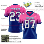 Custom Pink White-Royal Authentic Fade Fashion Football Jersey photo 2