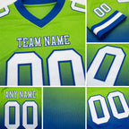 Custom Neon Green White-Royal Authentic Fade Fashion Football Jersey detail